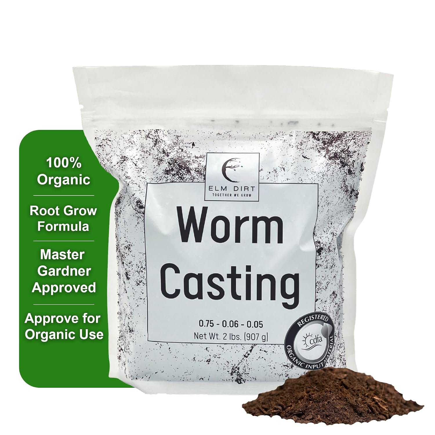 Elm Dirt Worm Castings Organic Earthworm Casting Fertilizer, 2 lb