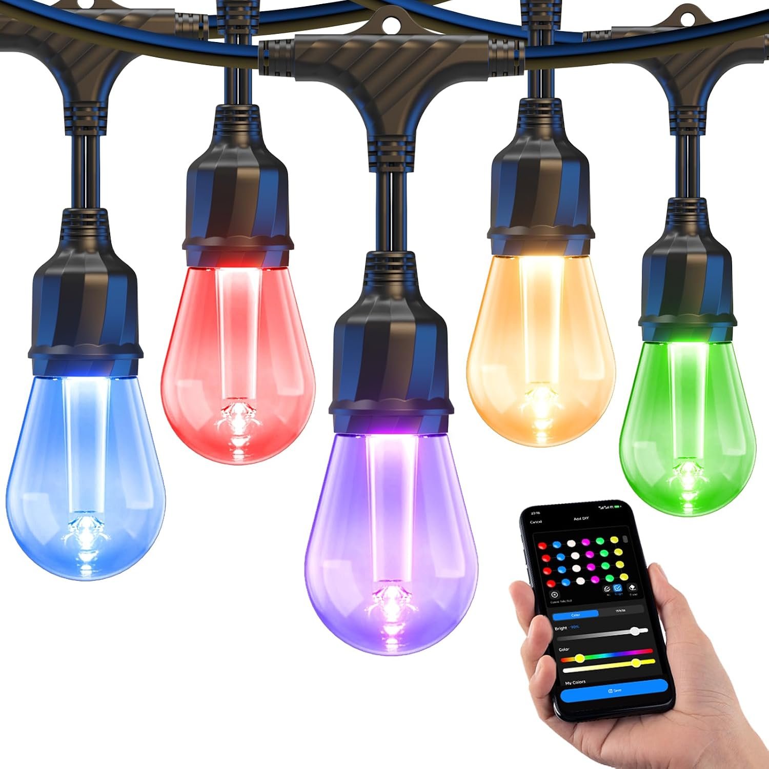 XMCOSY+ Smart Outdoor String Lights 98FT, LED Patio Lights with App Control