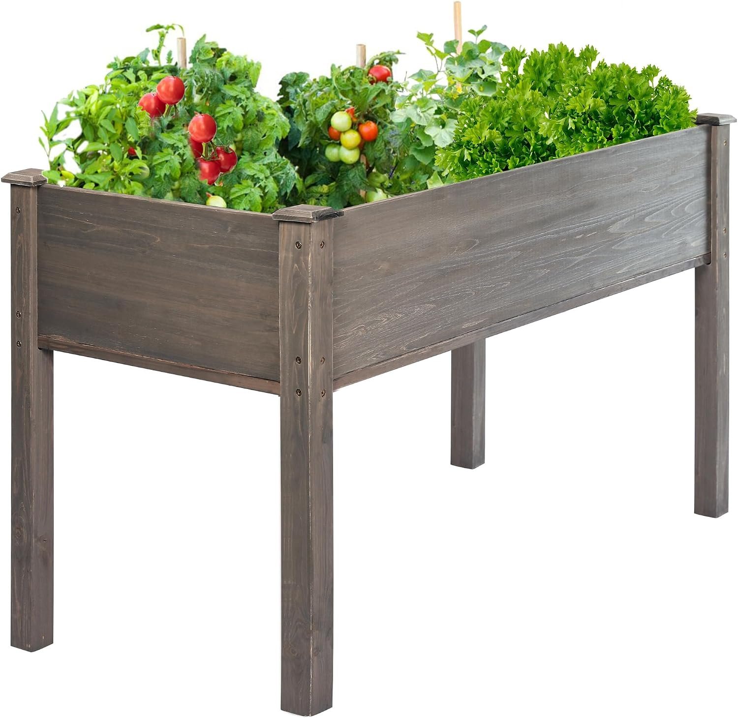 LZRS Wooden Raised Garden Beds, Raised Garden Bed Outdoor Planter Box with Legs for Herbs, Vegetables, Flowers, Great for Outdoor Patio, Yard and Deck, 220lb Capacity, Grey