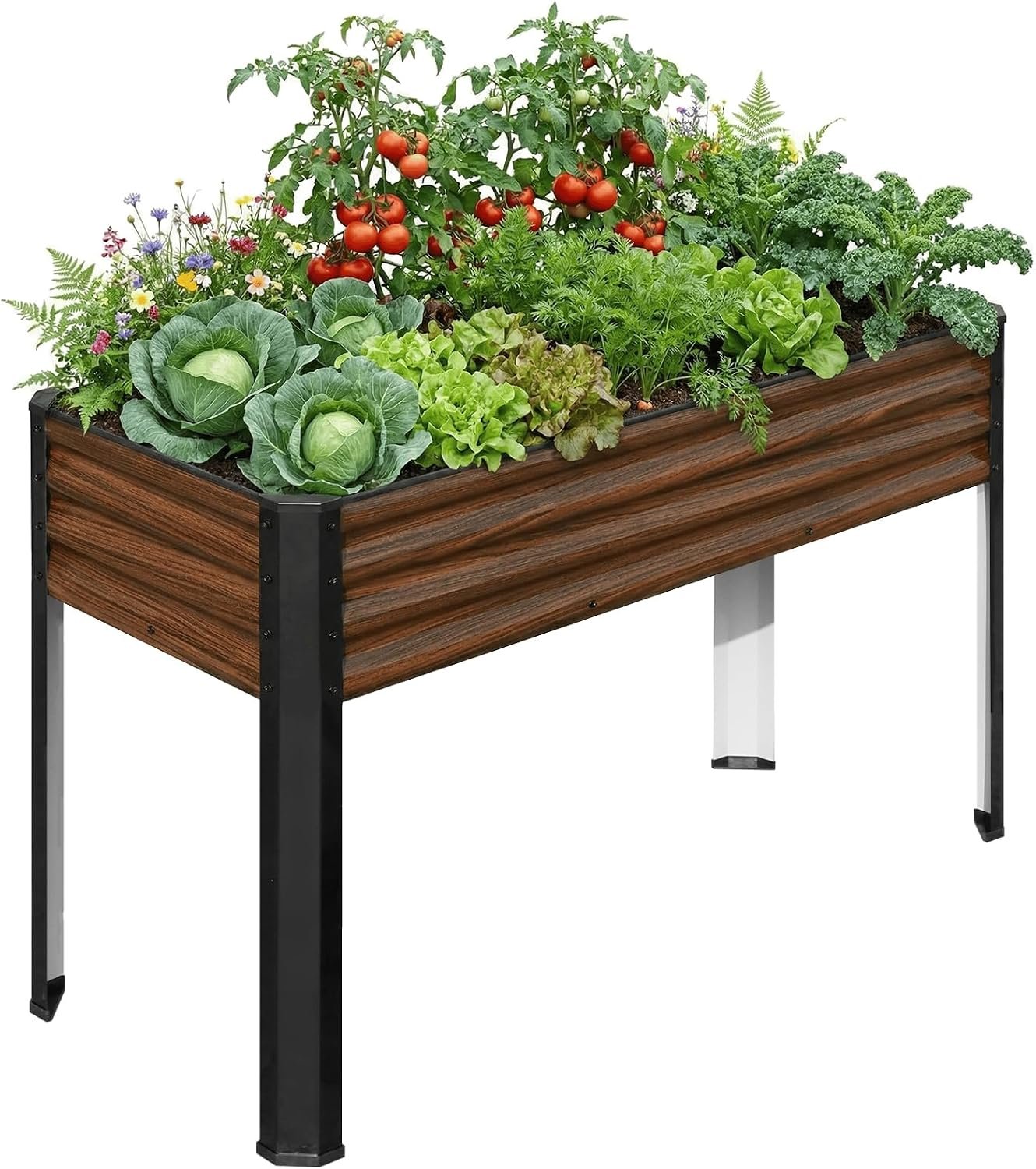 SnugNiture Raised Garden Bed with Legs, 48×18×32in, Brown