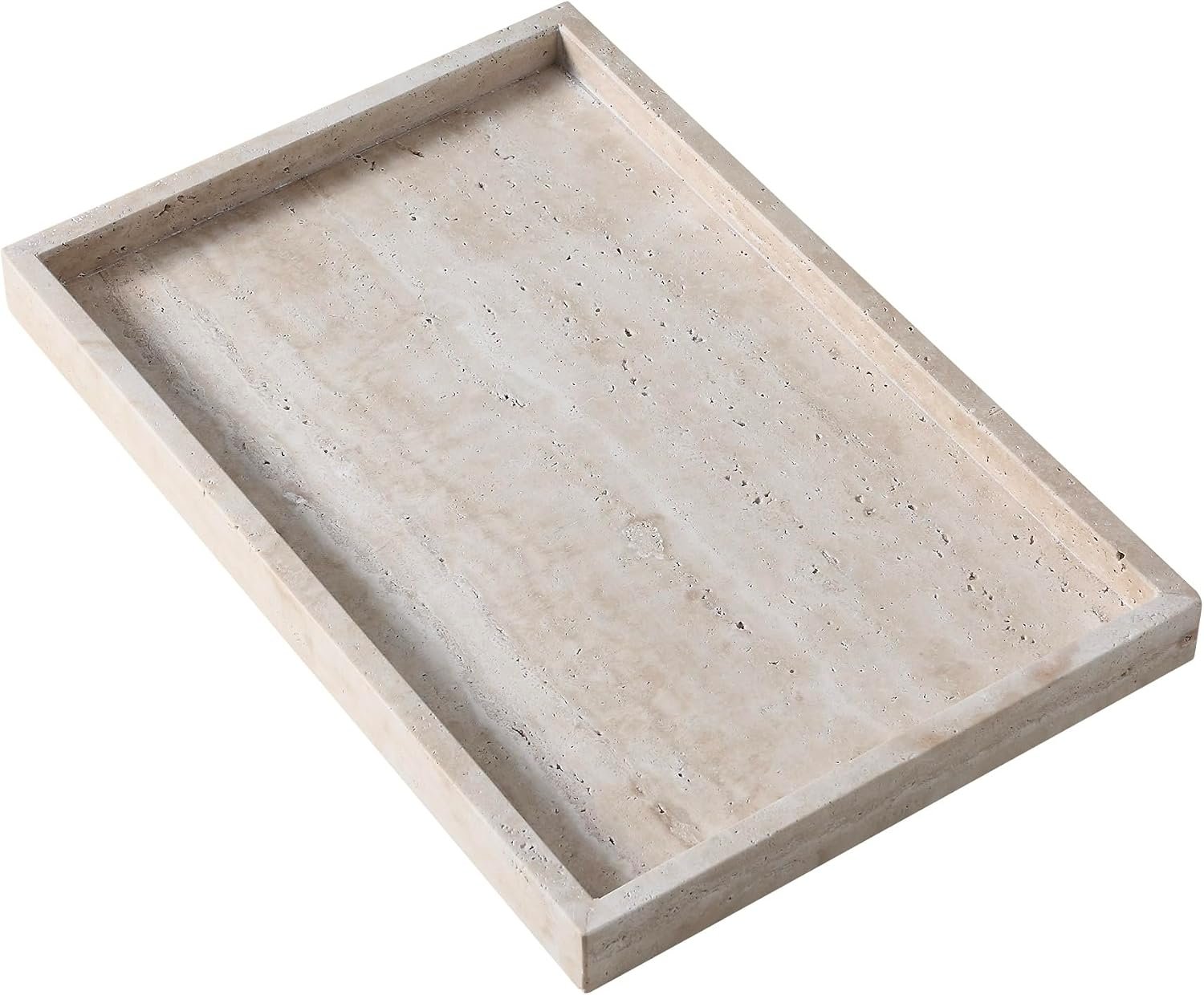 Natural Travertine Rectangular Decorative Tray 15″x10″ – Stone Serving Tray