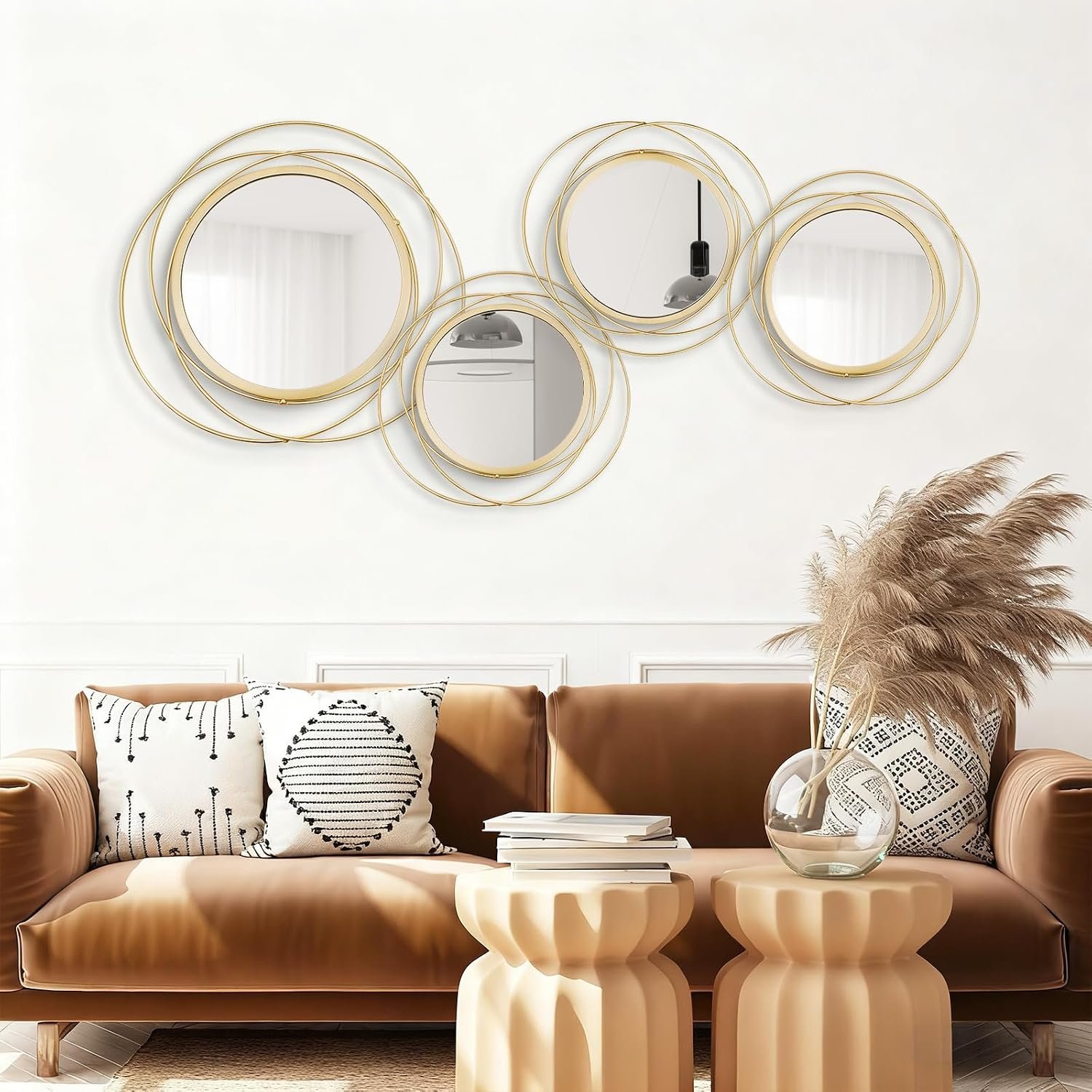 3 Set Sunburst Round Mirrors for Wall Decor Bedroom Bathroom