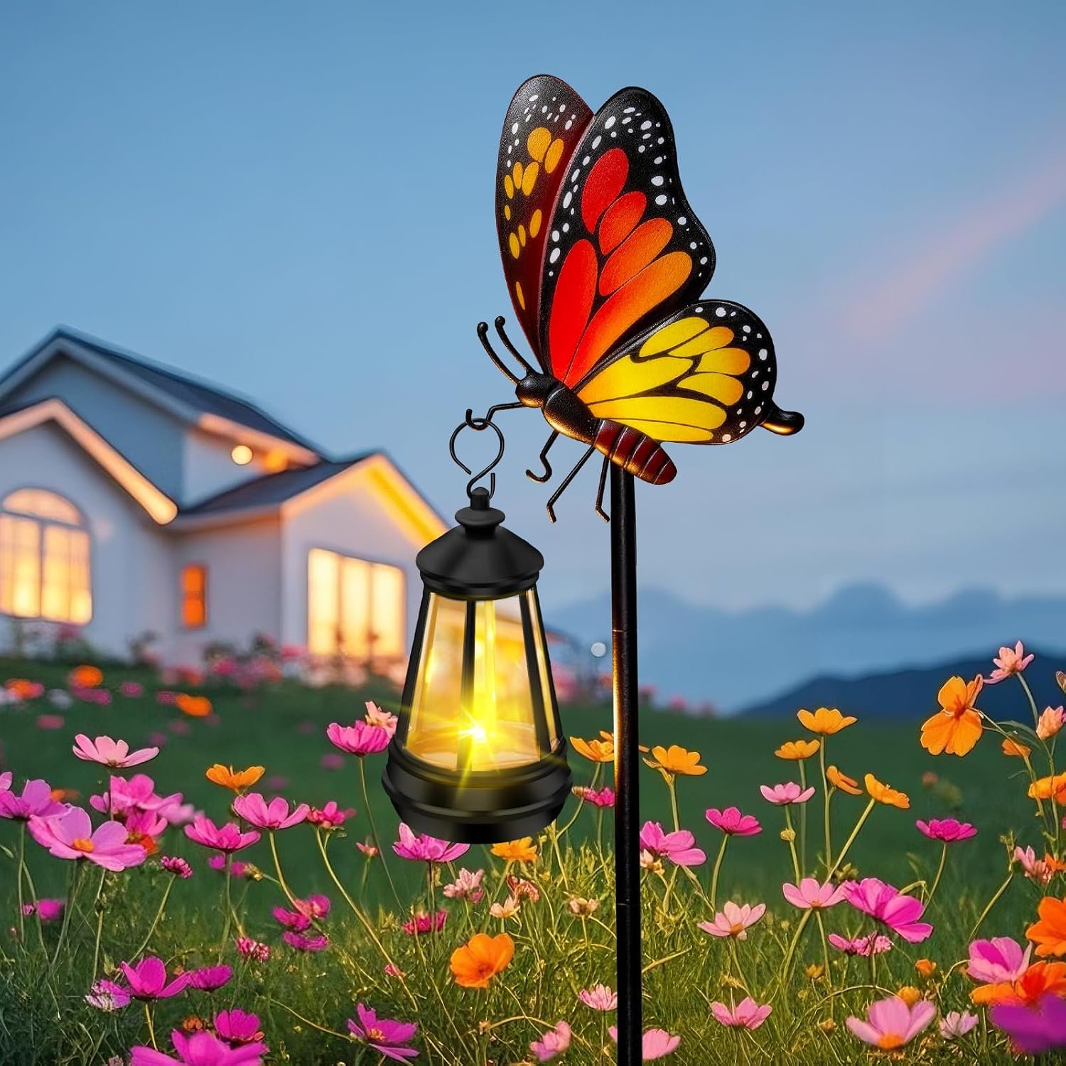 EDOF Solar Lights Outdoor 32.28in Garden Butterfly Stakes with Solar Lights