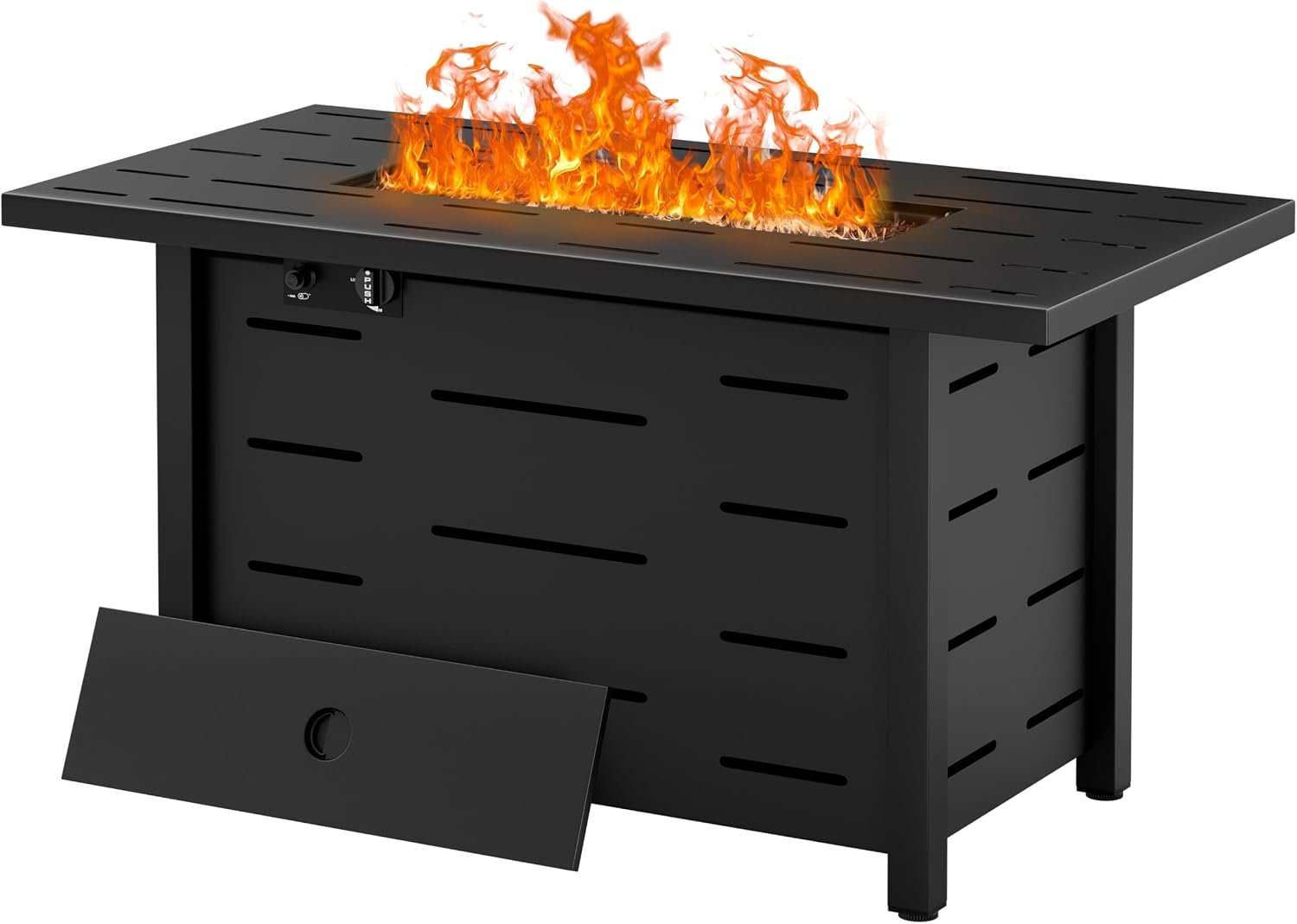 43 inch Outdoor Propane Fire Pit 50,000 BTU Gas Fire Pit Table with Lid, Waterproof Cover, Rectangle Gas Firepit Table for Garden/Patio, CSA Certification