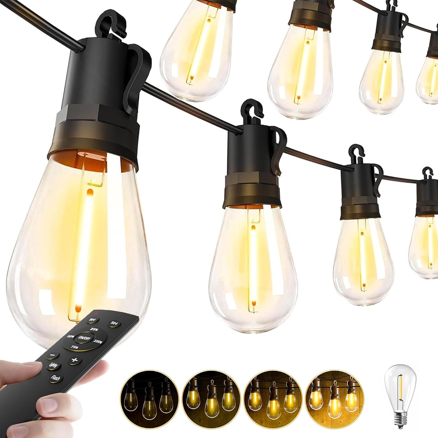 Outdoor String Lights Patio LED – 15M 50FT Outside Waterproof Dimmable