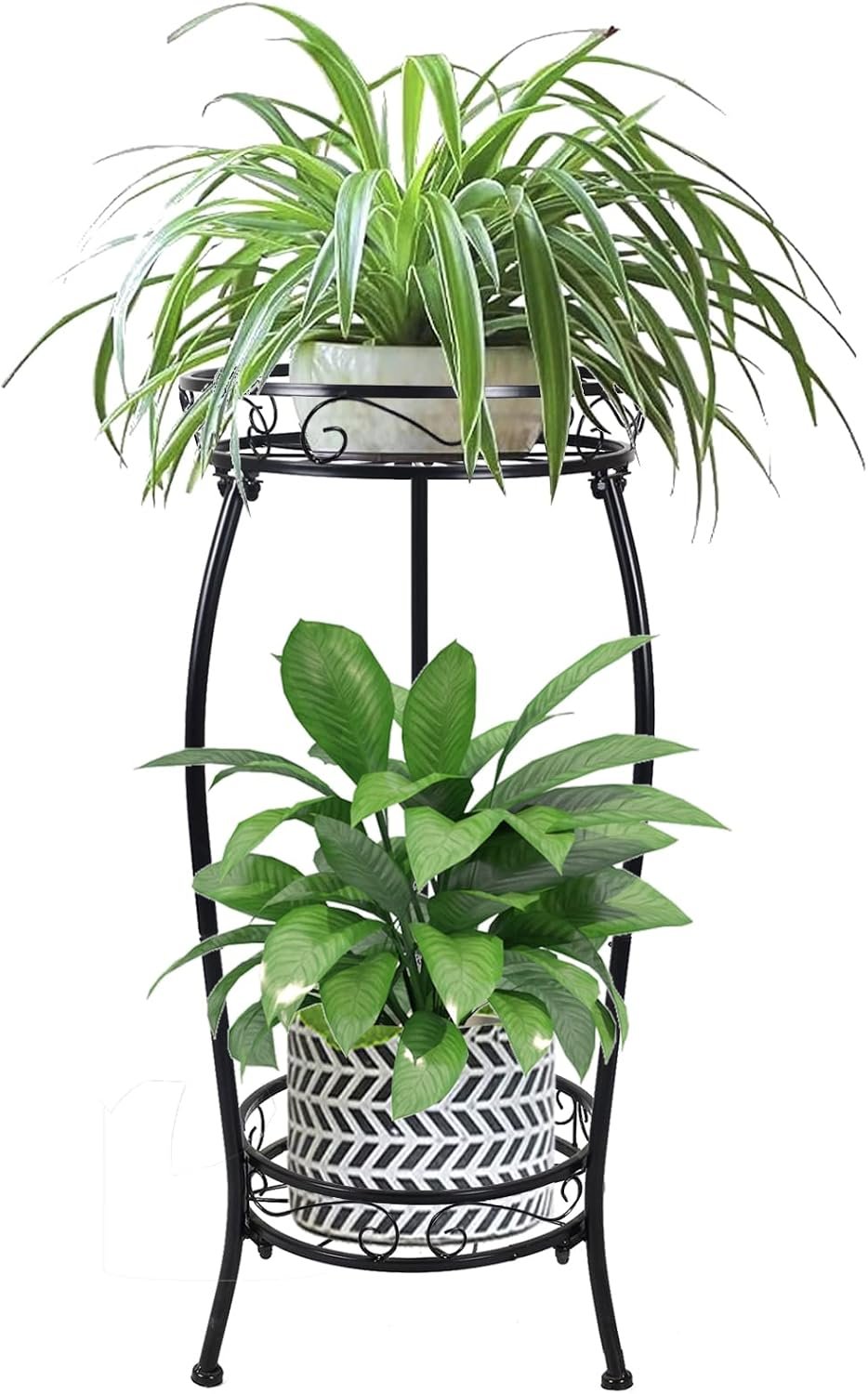MOCORY Plant Stand Indoor Outdoor, 2 Tier 27.1″ Tall Metal, Black
