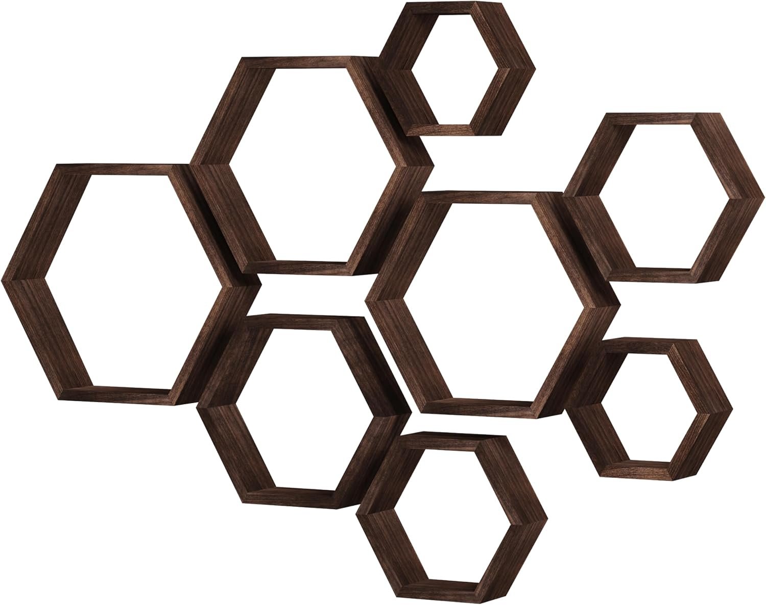 WONFUlity Hexagon Floating Shelves, Hexagonal Shelf Wall Mounted Storage