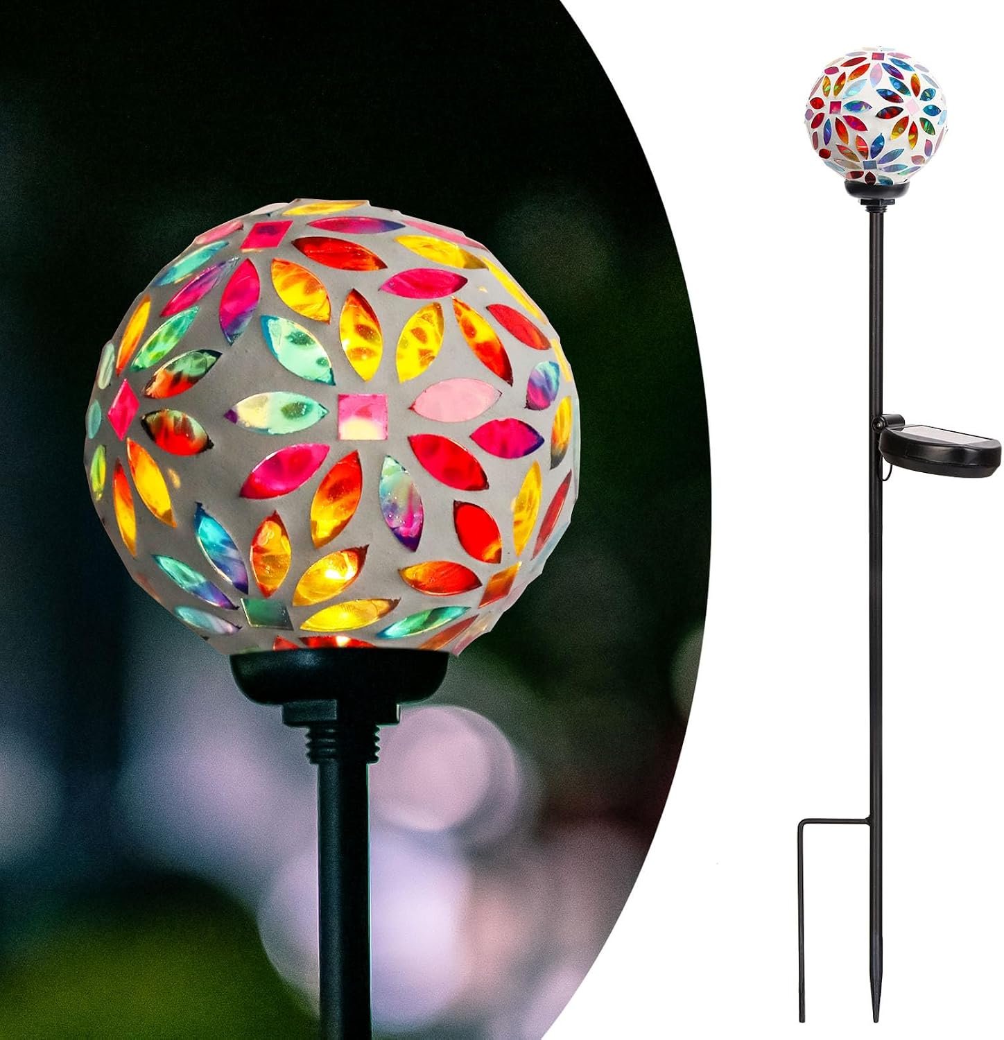 Afirst Solar Outdoor Decorative Light, Mosaic Stake for Yard Decor, 3.5″