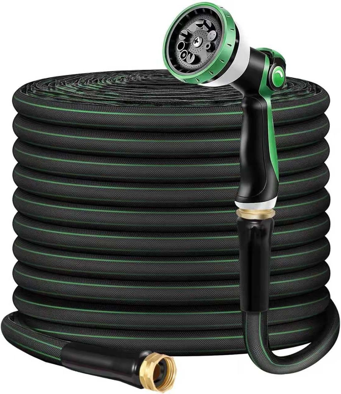 Garden Hose 50FT – Lightweight Water Hose 3/4”, Flexible Hose with 10 Sprayer, Burst-Resistant, Anti-Kink for Outdoor Use, Watering(Green)