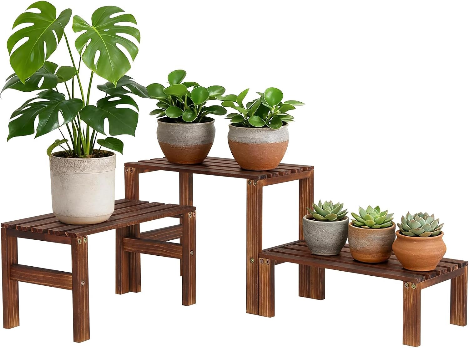 3 Tiered Wooden Plant Stand Shelf Indoor Outdoor,Corner Small Flower Stand