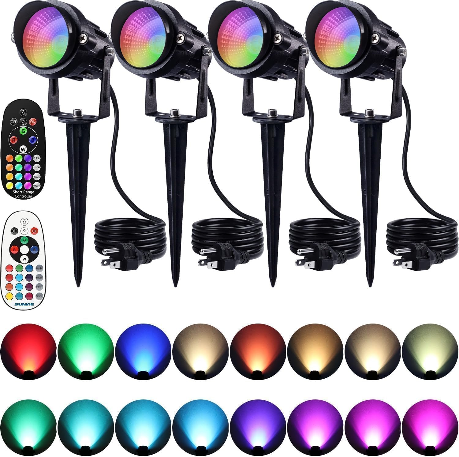 SUNVIE Halloween Spotlights Outdoor Waterproof 12W RGB LED Landscape Lights