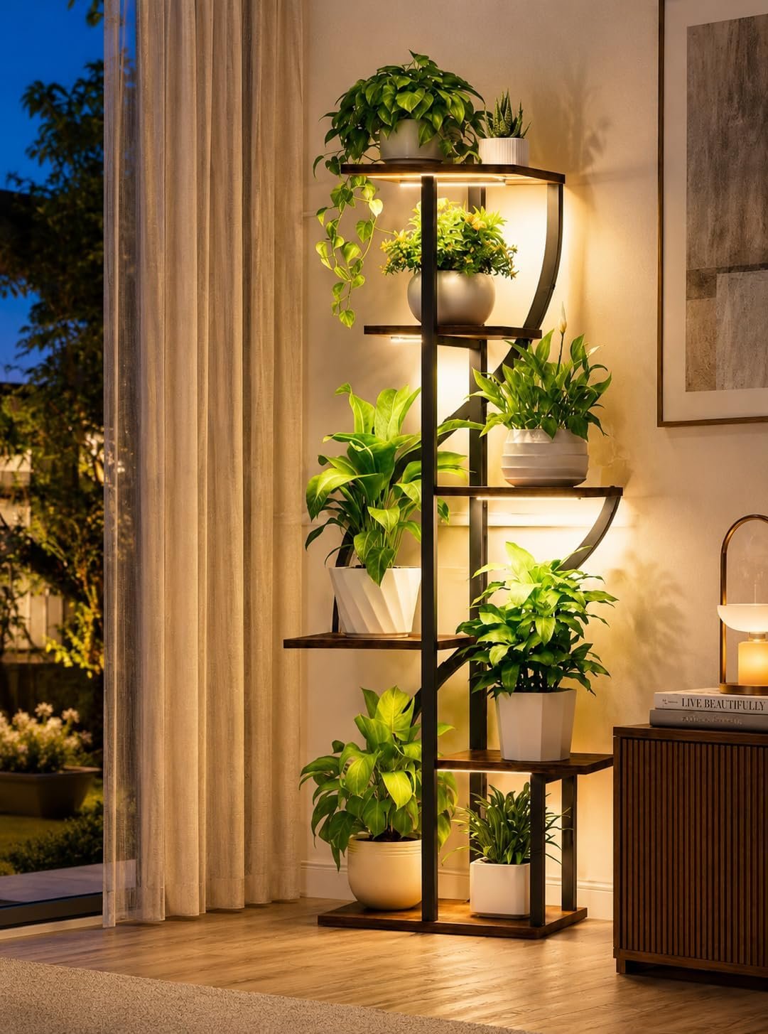 Plant Stand Indoor with Grow Light, 6 Tiered Plant Shelf Indoor