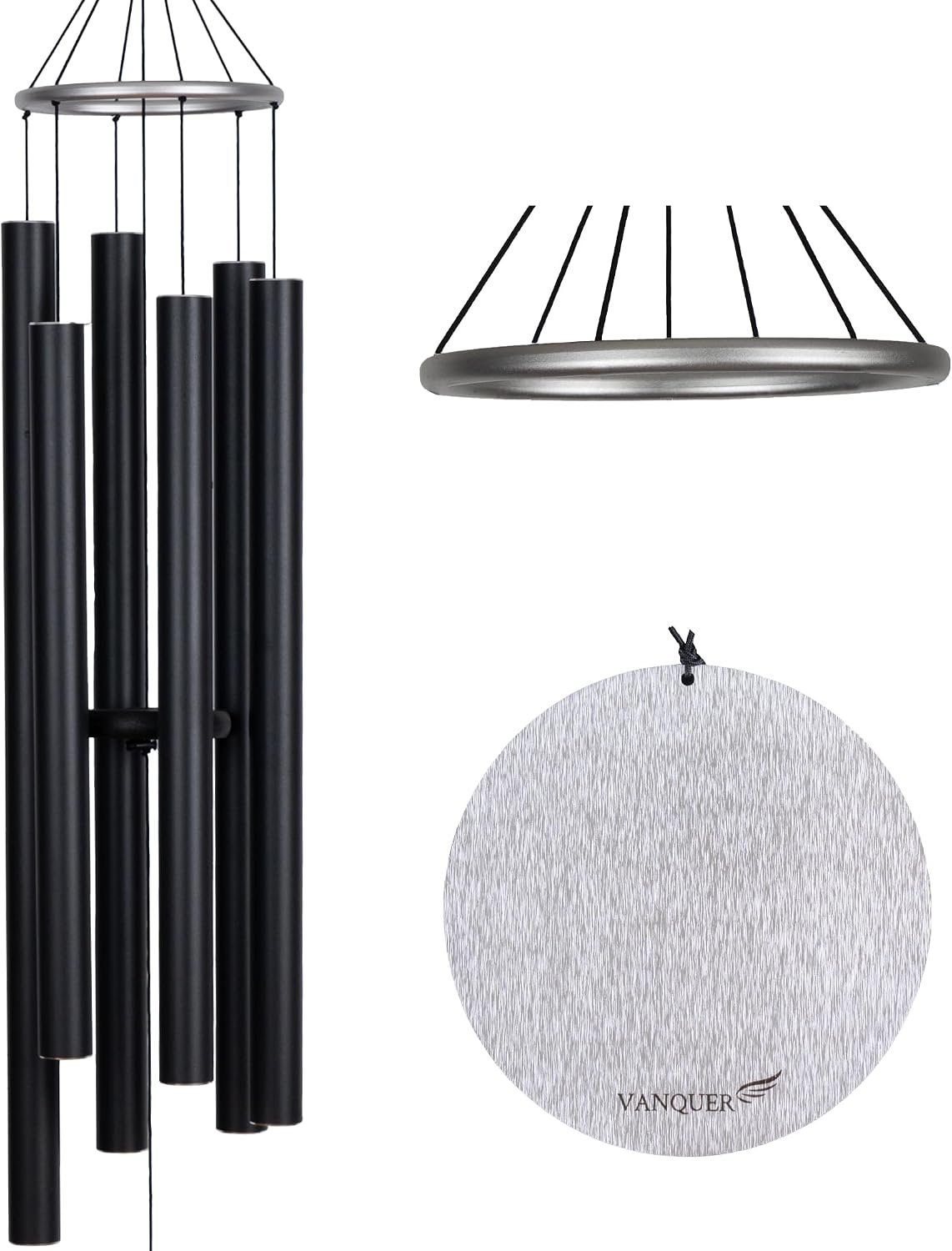 Extra Large Wind Chimes for Outside Deep Tone – 58” Wind Chimes Outdoor Clearance, Deep Tone Chimes, Windchimes Outdoors, Memorial Wind Spinner, Sympathy Gift, Home Décor (Black)