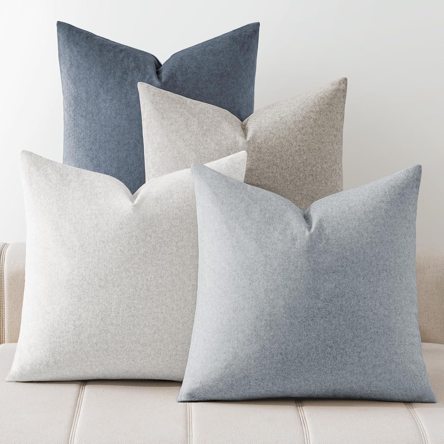 a moment Waterproof Throw Pillow Covers Set of 4,16×16 Inch Outdoor Stain Resistant Pet Friendly Pillowcases Cushion Covers for Patio Sofa and Living Room,Blue