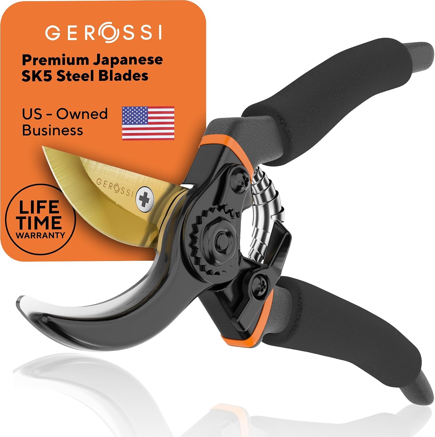 Gerossi Premium Bypass Pruning Shears for Gardening, 7″ Heavy Duty Pruners