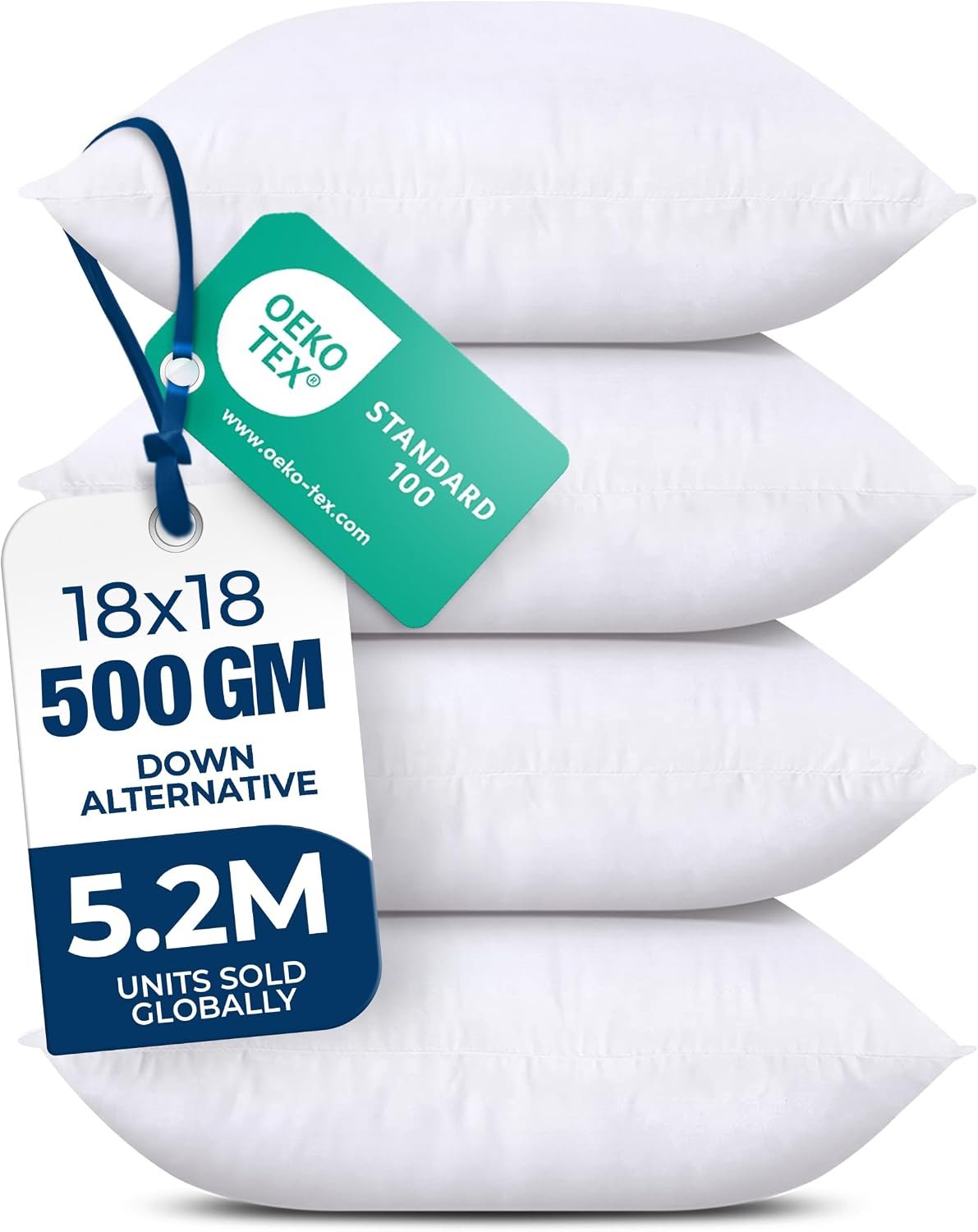 Utopia Bedding Throw Pillows, Decorative 18×18 Pillow Inserts, Set of 4