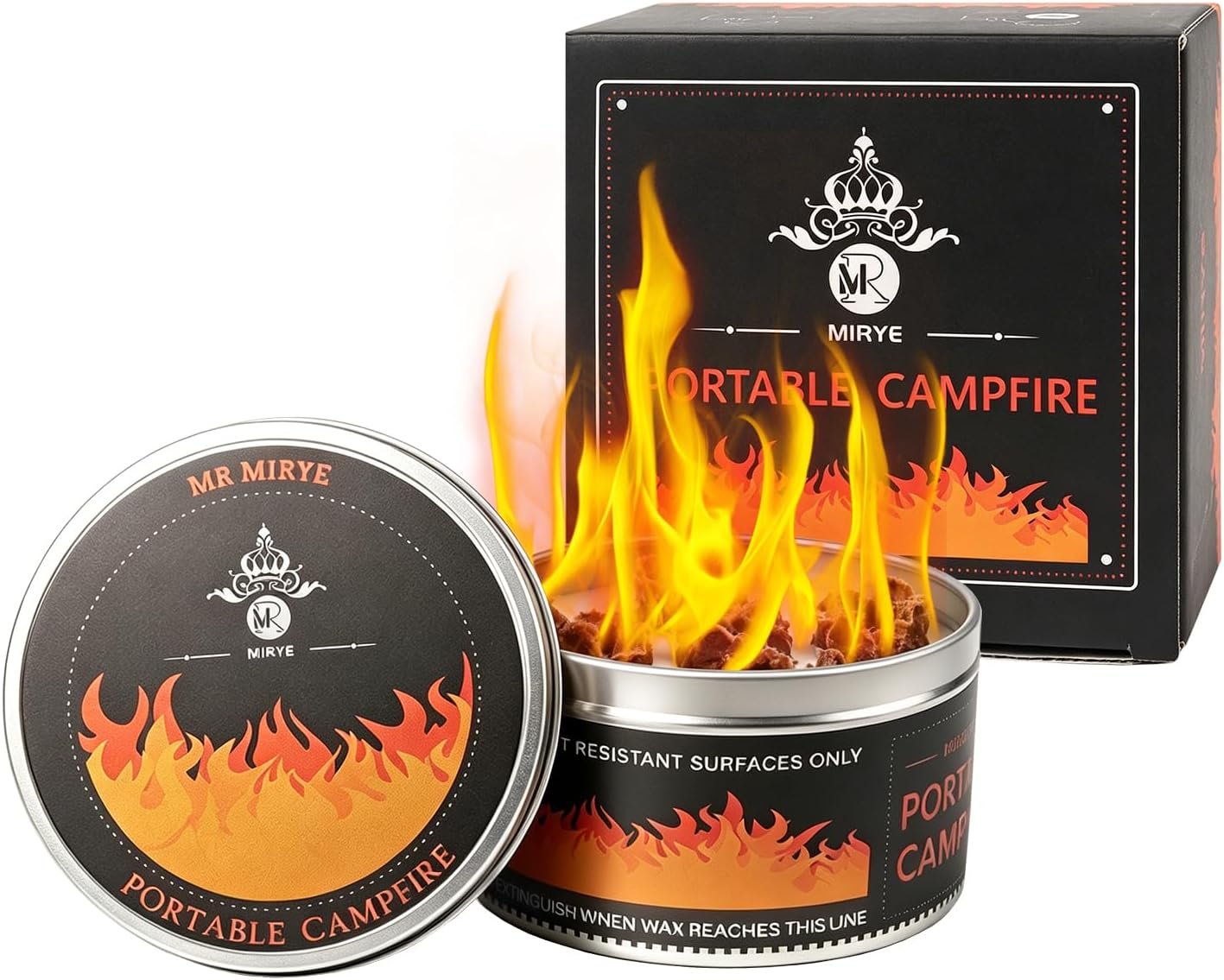 MR MIRYE Portable Smores Fire Pit – 3-5 Hours Burn Time, Mini Fire Pit for Outdoor Camping, Picnics, Backyard & Travel, No Embers, Lightweight Smores Maker with Portable Firepit Bonfire Design