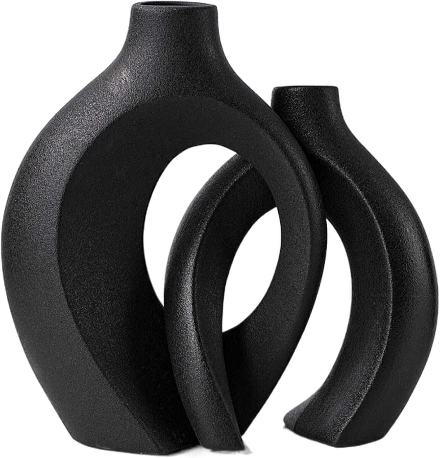 Levvohd Snuggle Hollow Ceramic Vase Set of 2 Minimalist Home Table Decor