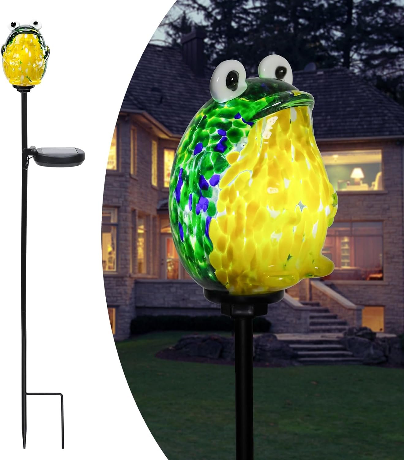 Afirst Solar Lights Outdoor Decorative, Hand Blown Glass Frog Yard Stake