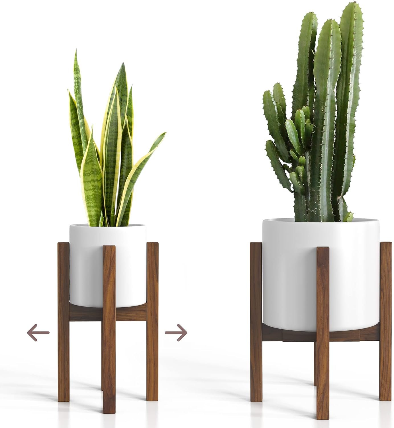 Sophia Mills Mid Century Plant Stand – Solid Wood Item Stand Handmade with Acacia – Fits Medium & Large Pots Sizes 8 to 12 inches (Not Included) (Adjustable Width: 8-12 inches, Dark Brown)
