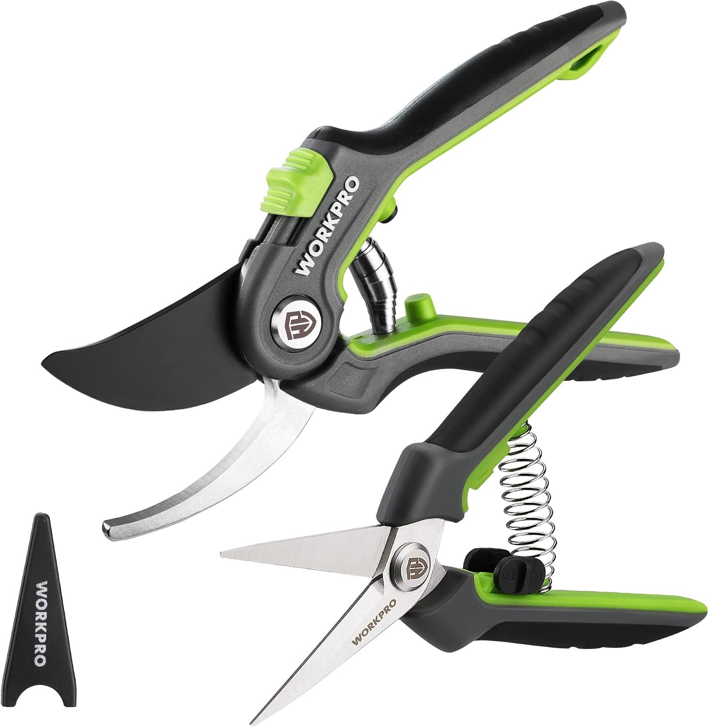 WORKPRO 2-Pack Garden Pruning Shears, 8″ Bypass & 6.25″ Straight Shears