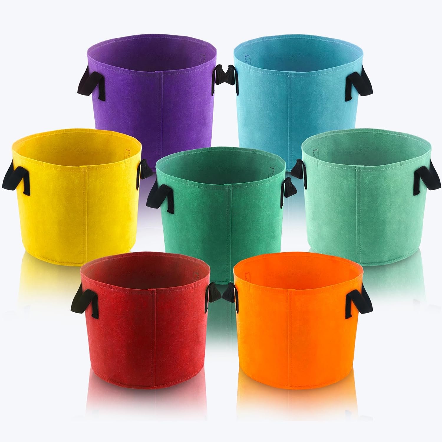 Sinimaka 10 Gallon Grow Bags, 7 Pack Colorful Fabric Plant Pots with Handles for Garden and Outdoor Planting