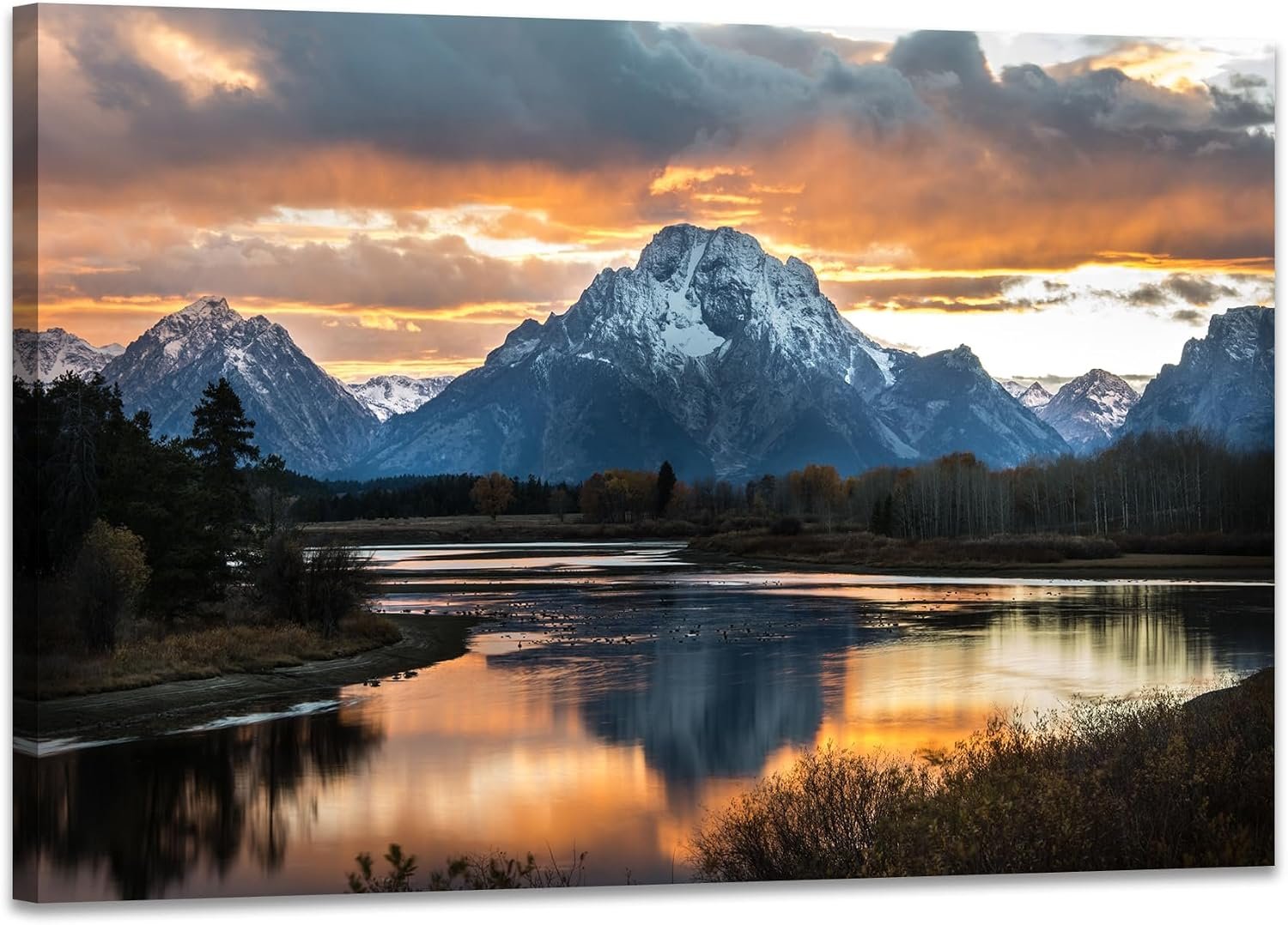 SKASNFAI Grand Teton National Park Canvas Wall Art Mountain Landscape Print Picture Framed Nature Wall Decor for Living Room Office 12X16 Inch