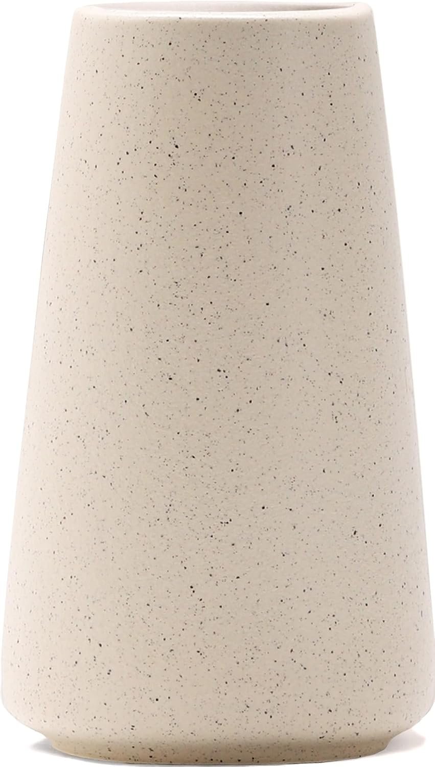 Simple Boho Ceramic Flower Vase for Home Decor (Beige,Small)