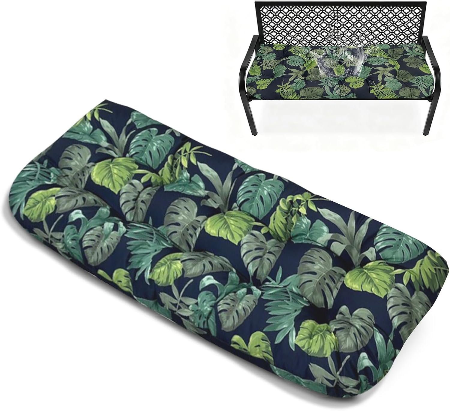 Outdoor Bench Cushion Water Resistant, Floral, 51×20 in