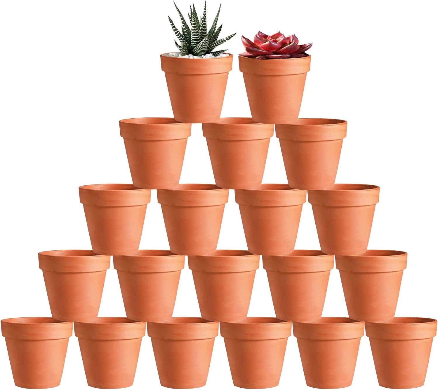 KOAMLY 3 inch Plant Nursery pots Number of Items in a 20 Pack, with Drain, Succulent Seedling Planter, use with Indoor, windowsill, Terra Cotta red Flower pots Wedding Decoration Best Gift for Aunts