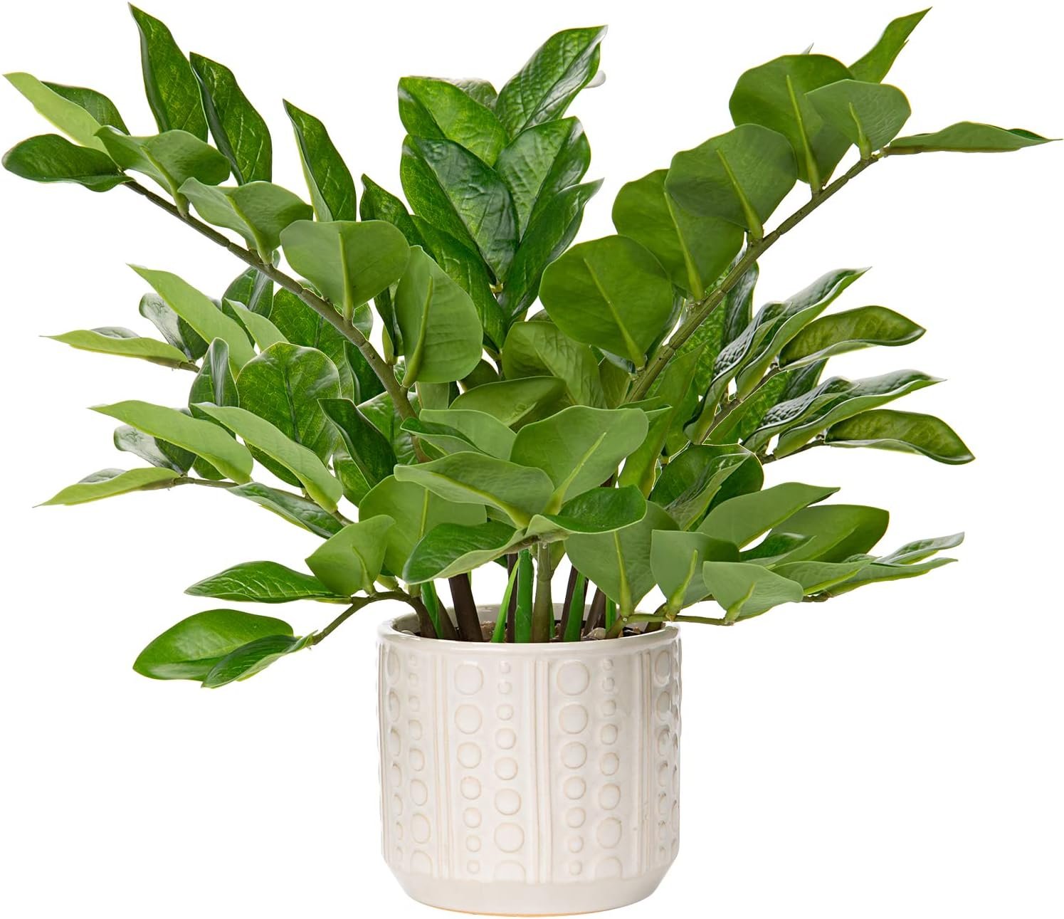 Briful Faux Plants Indoor 17″ Artificial ZZ Plants in Ceramic Pot Fake Potted Zamioculcas Silk Plants for Home Table Decor Bedroom Aesthetic (1Pack)