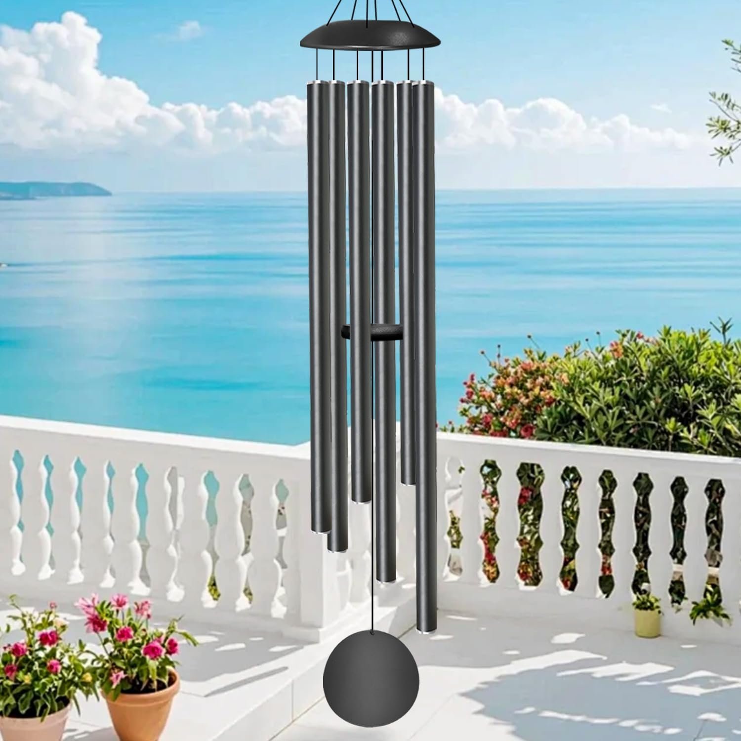 66″ Wind Chimes for Outside Deep Tone – 6 Thicken Tubes Large Wind Chimes for Outdoor, Gifts for Mothers Day, Women, Mom, Grandma, Sympathy, Big Windchimes for Garden and Patio (Black)
