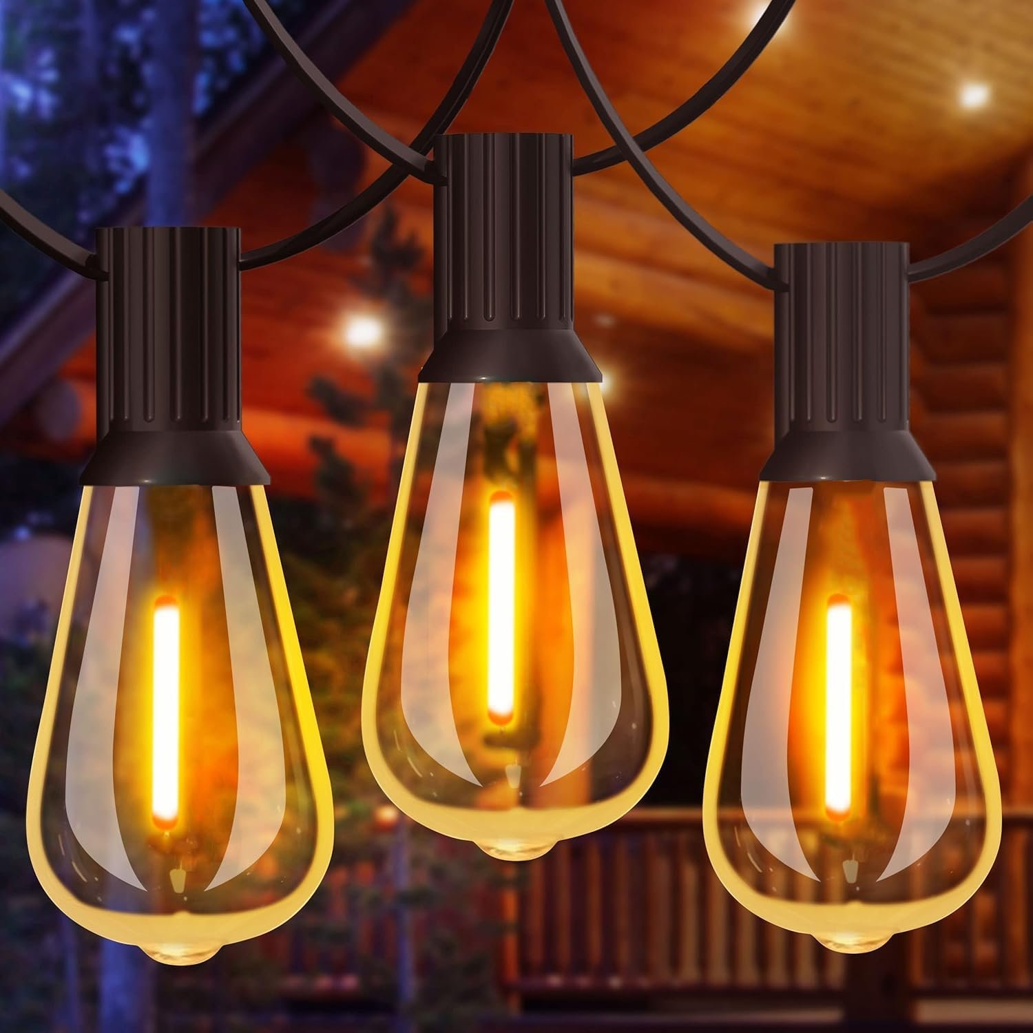 GLUROO String Lights for Outside 120FT, 60+4 Pcs Vintage Bulbs LED Outdoor Edison String Lights Waterproof, Shatterproof Connectable Patio Lights Outdoor, Dimmable Hanging Lights for Backyard,Bistro