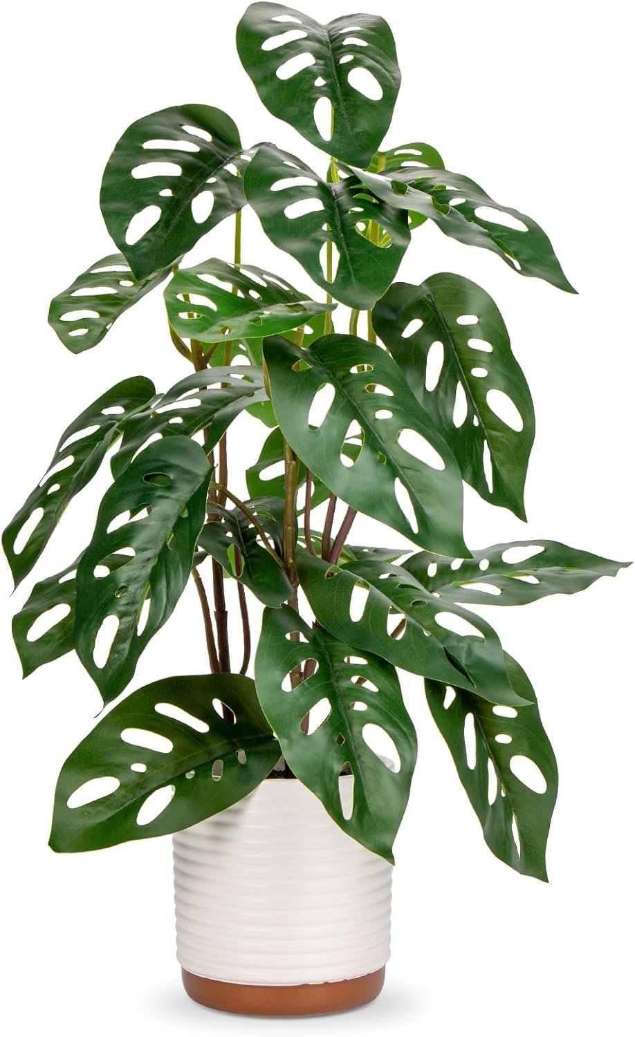 Fake Plants 21.7” Faux Monstera Plant Tall Artificial Plants Indoor with Pots Faux Plants Fake Potted Plants Artificial Decor Fake Monstera Silk Plants for Home Living Room Bedroom Bathroom Office