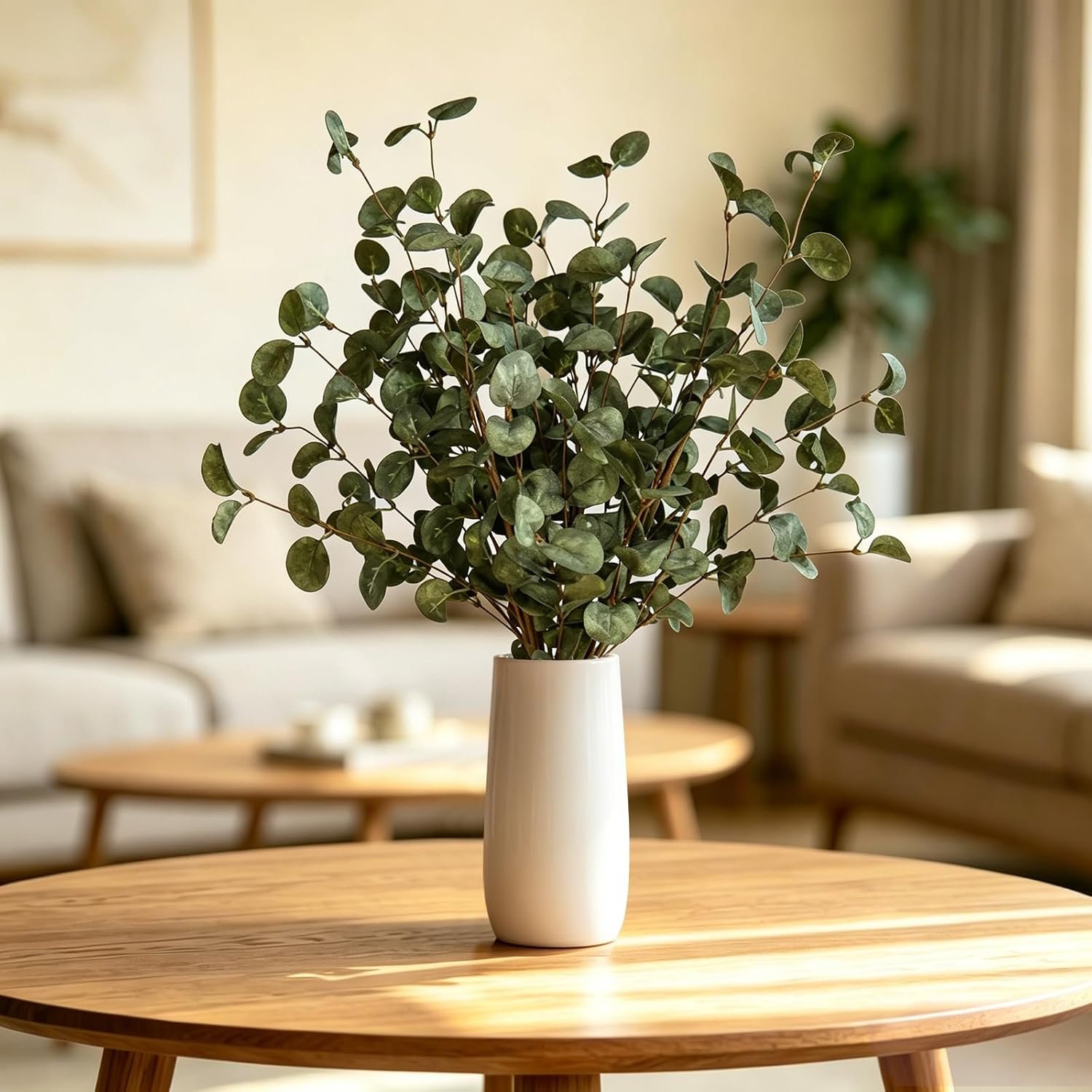 4 PCS 22.2 Inch Real Touch Greenery Faux Eucalyptus Stems for Vase(Green)