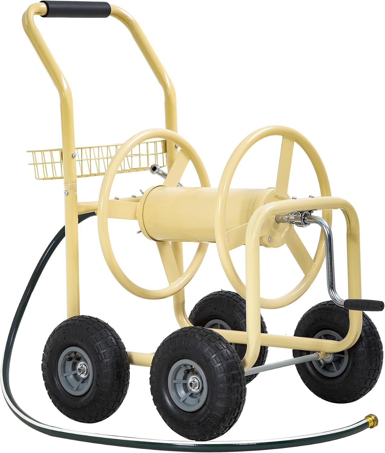 PayLessHere | Garden Hose Reel Cart | Holds Upto 300ft of 5/8″ Hose | Tan