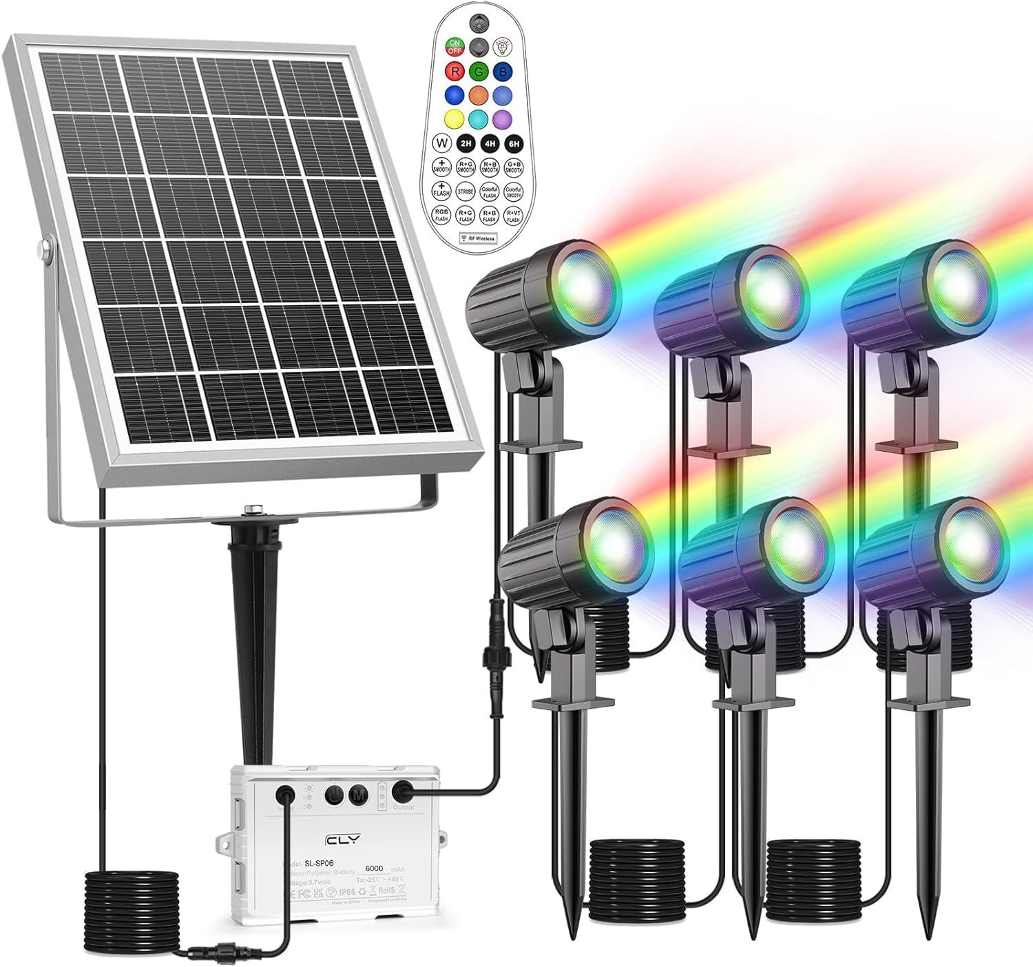 Cly Solar RGB Spotlights Outdoor Garden Floodlight Landscape Spotlights 6-1