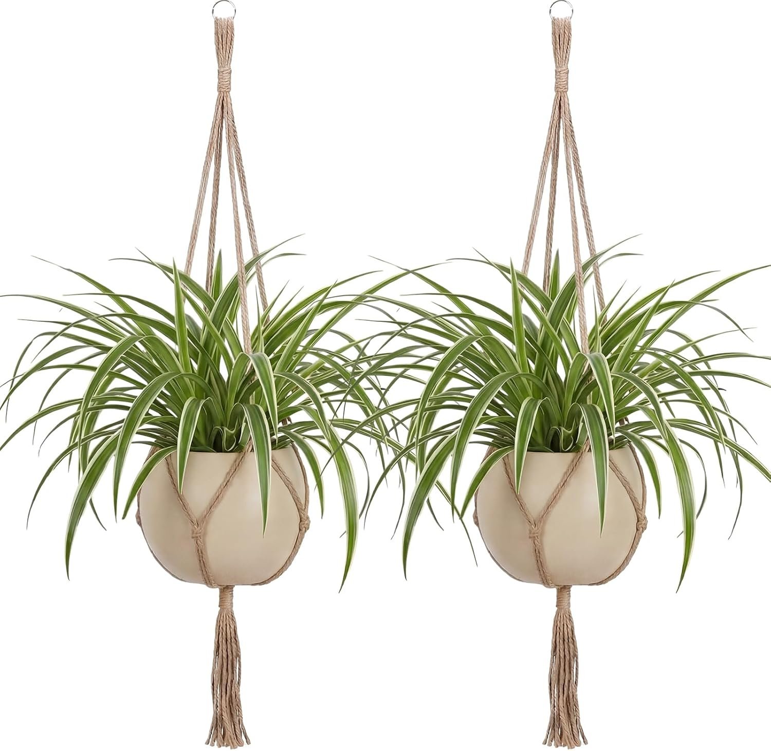 EBOOT 2 Pack 33 Inch Macrame Plant Hanger, Linen Color, 4 Legs
