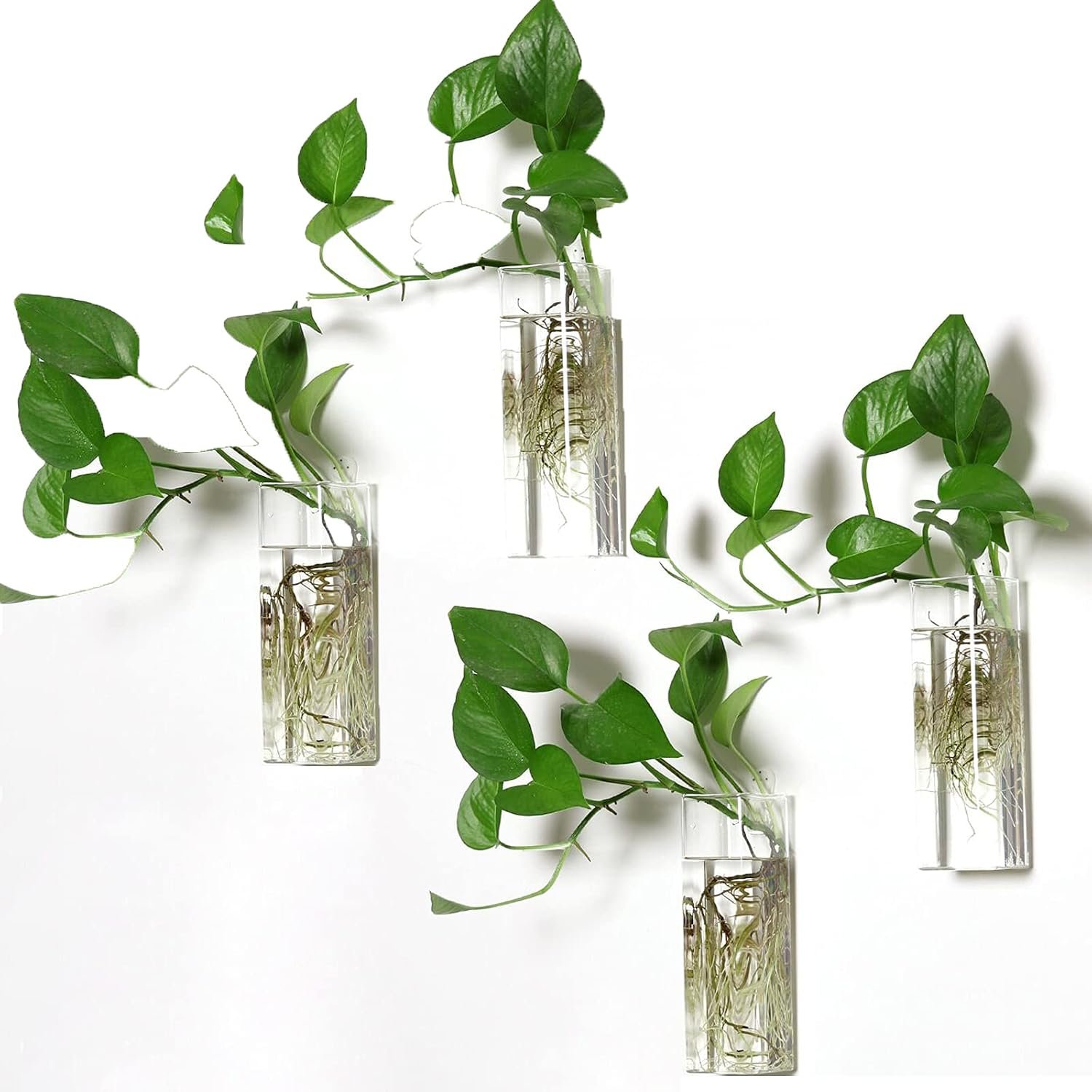 4 Pack Wall Hanging Planters Glass Terrariums – Rectangle Shape Plants Holders Flowers Glass Wall Vase Containers for Plant, Decoration and Display