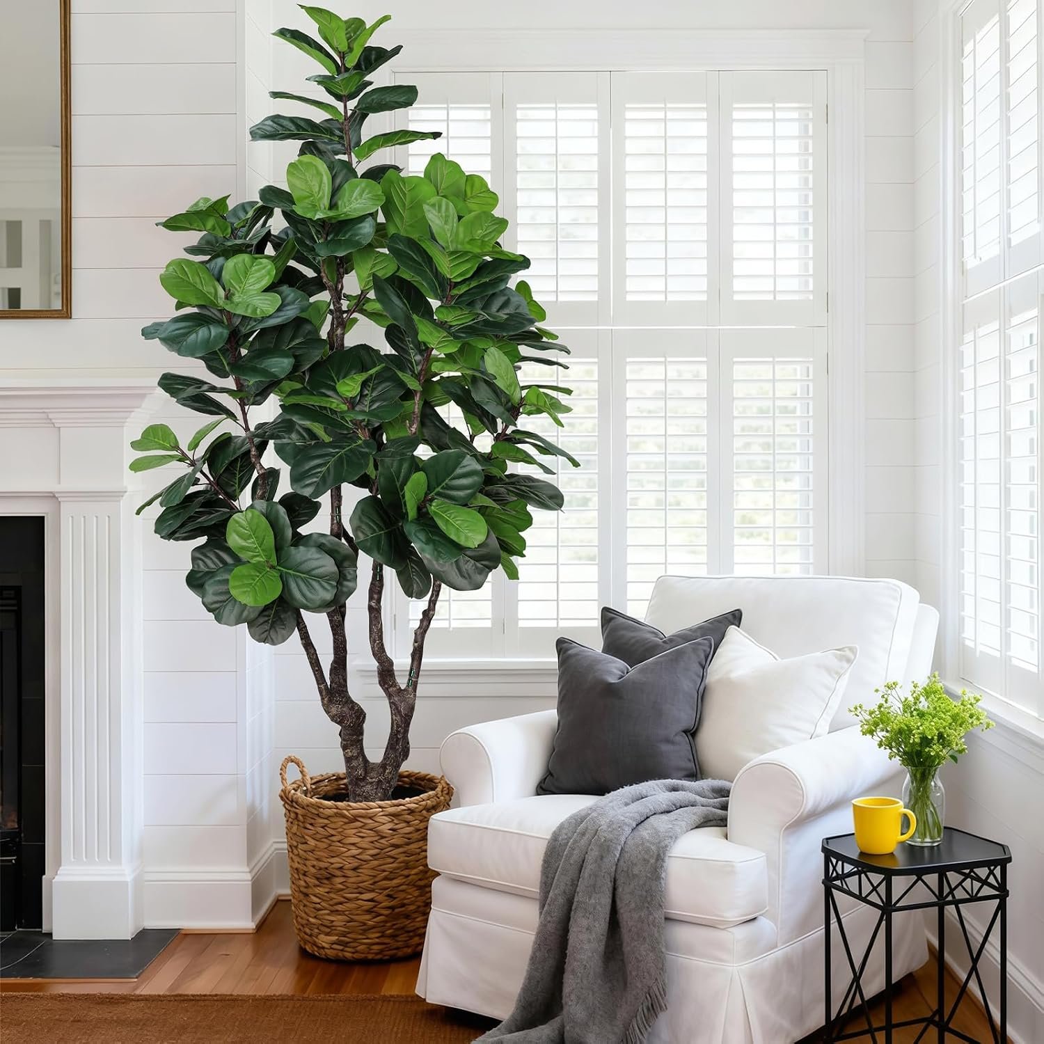 7FT Artificial Fiddle Leaf Fig Tree for Home Decor, Faux Plants Indoor