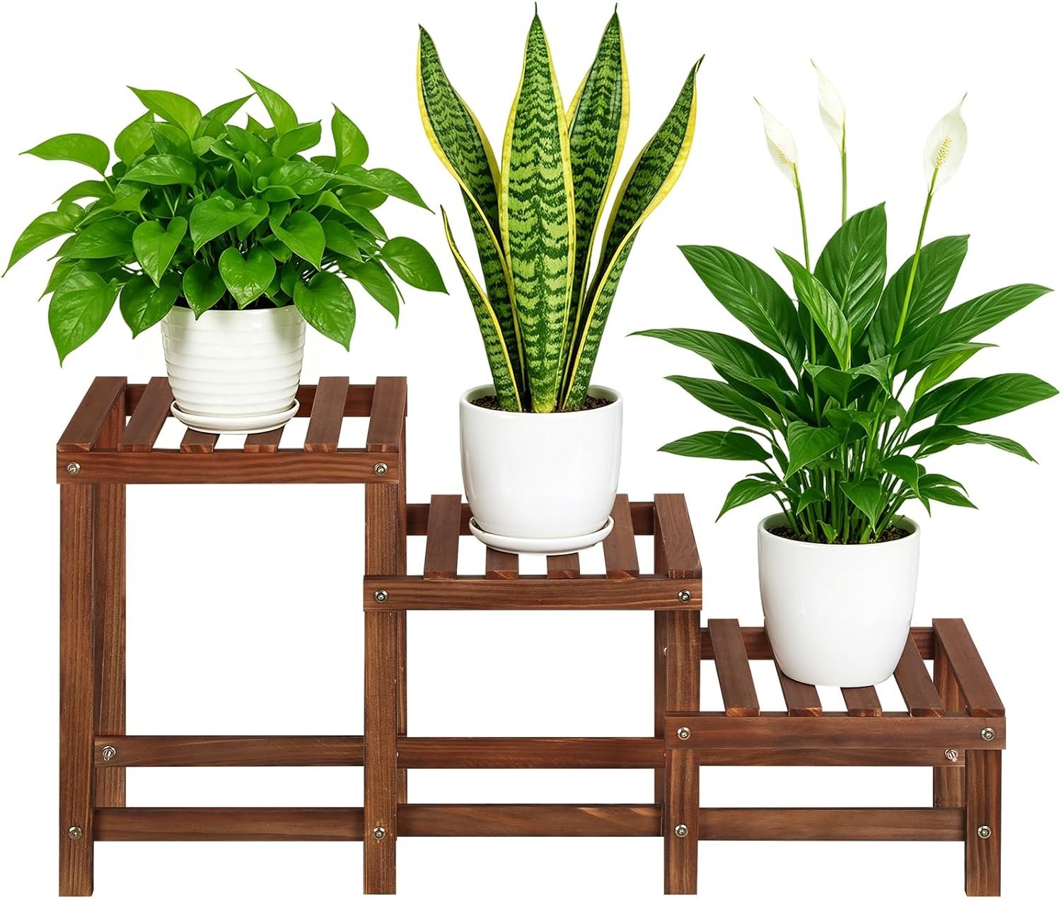 Corner Ladder Plant Stand Indoor, Plant Display Rack for 3 Plants