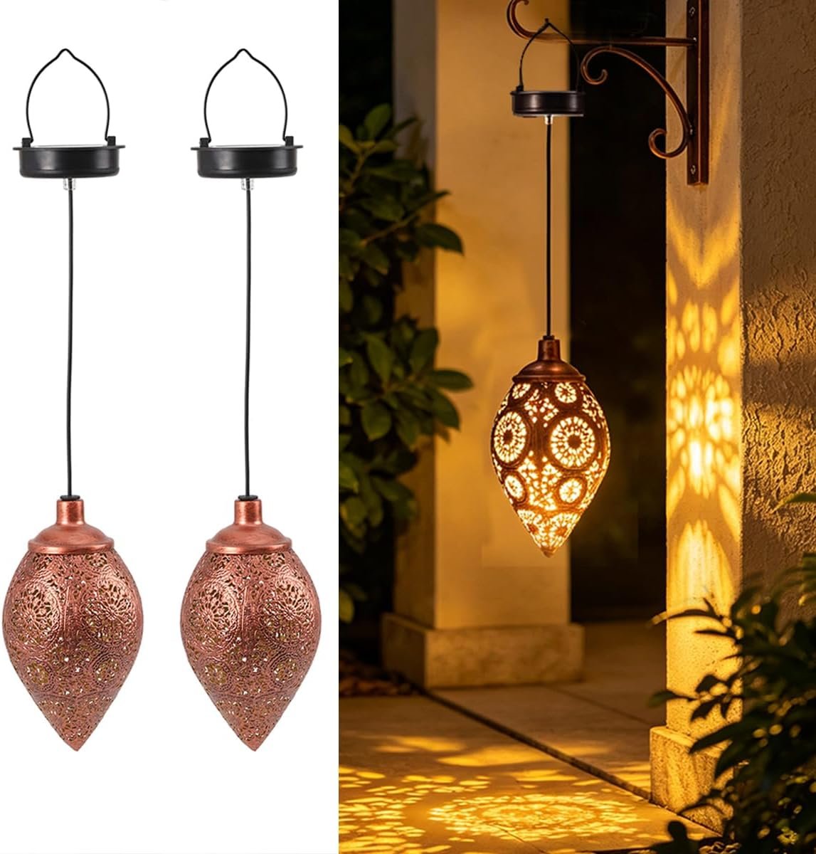 Solar Teardrop Hanging Lantern, Moroccan, Outdoor Garden Lantern Decor