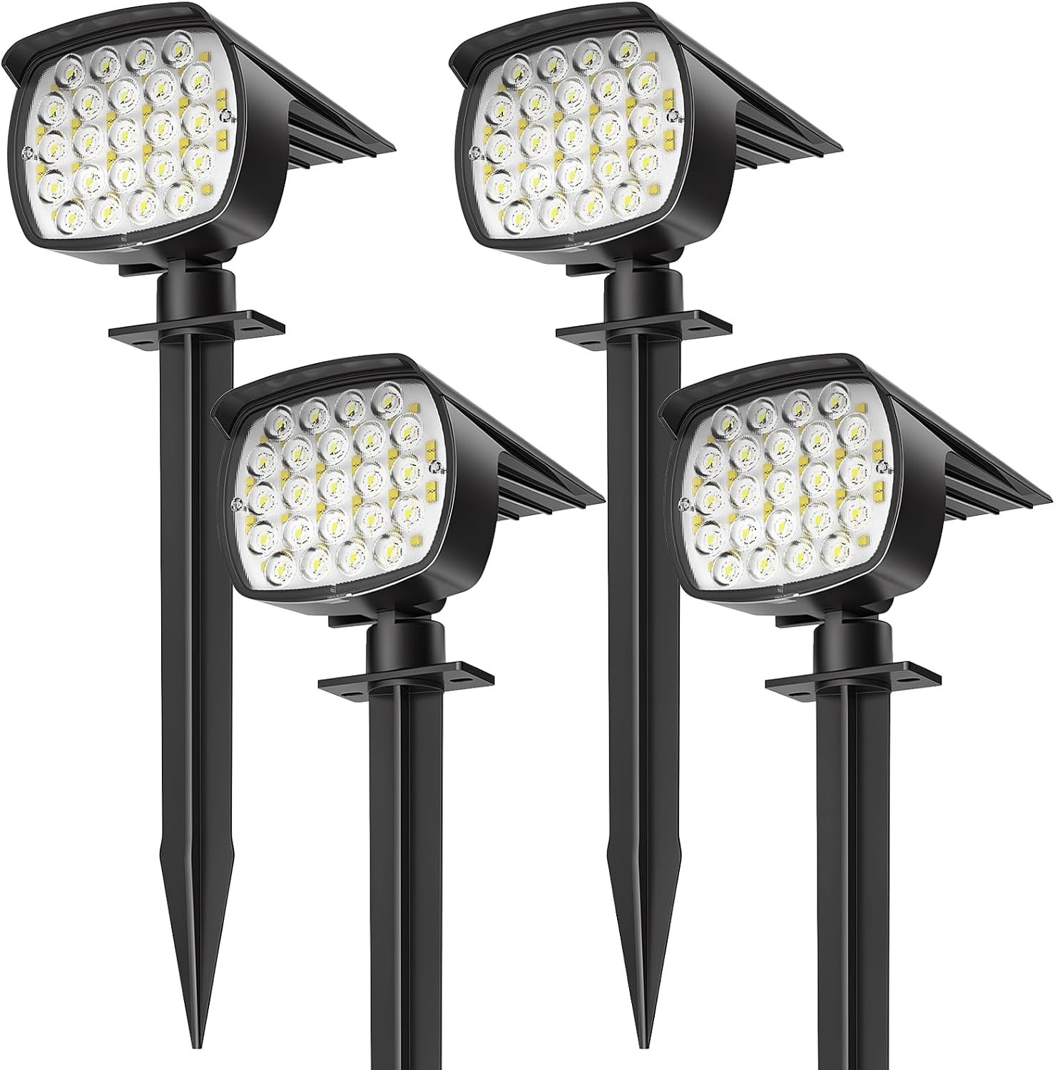 Solar Spot Lights Outdoor, 3 Modes 2-in-1 IP65 Waterproof 4 Pack Spotlights
