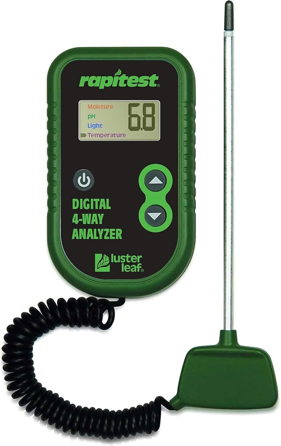 Luster Leaf Rapitest 4-Way Digital Soil Analyzer for pH, Moisture, Temperature, and Light – Designed and Engineered in the USA