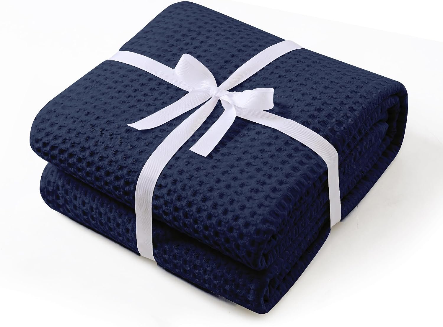 100% Egyptian Cotton Waffle Weave Throw Blanket for Bed Couch Sofa Home Decor, Soft Lightweight Bed & Couch Blanket for All Seasons (Navy Blue – Throw Size – 50 * 60″)