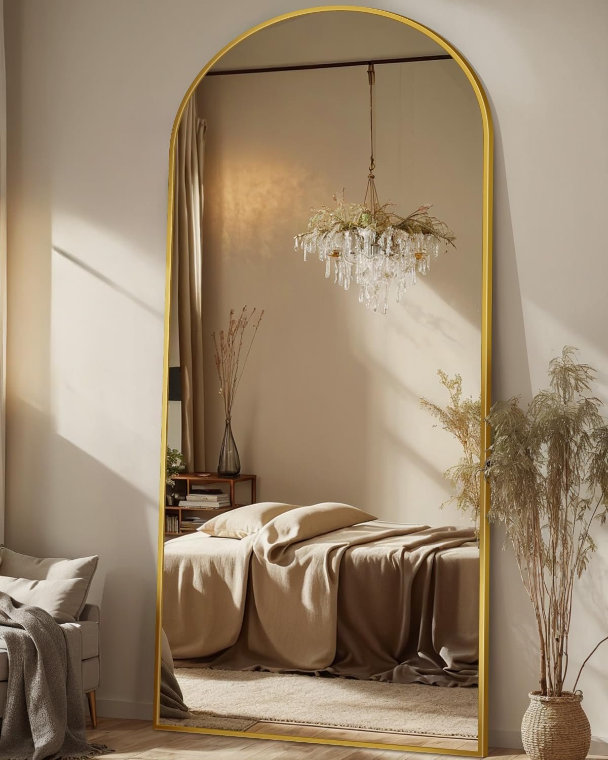 Antok 71″ x28” Arched Full Length Mirror, Floor Mirror with Stand,Gold