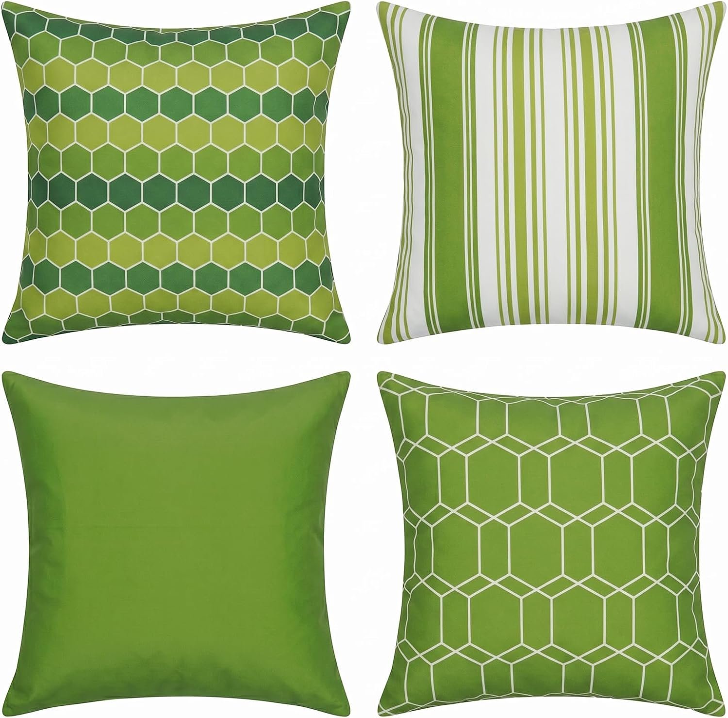 CARRIE HOME Green Outdoor Pillow Covers Waterproof 18×18 Set of 4, Lime Green Outdoor Pillows Decorative Spring Summer Throw Pillow Covers 18 x 18, Porch Patio Decor Pillows (No Pillow Inserts)