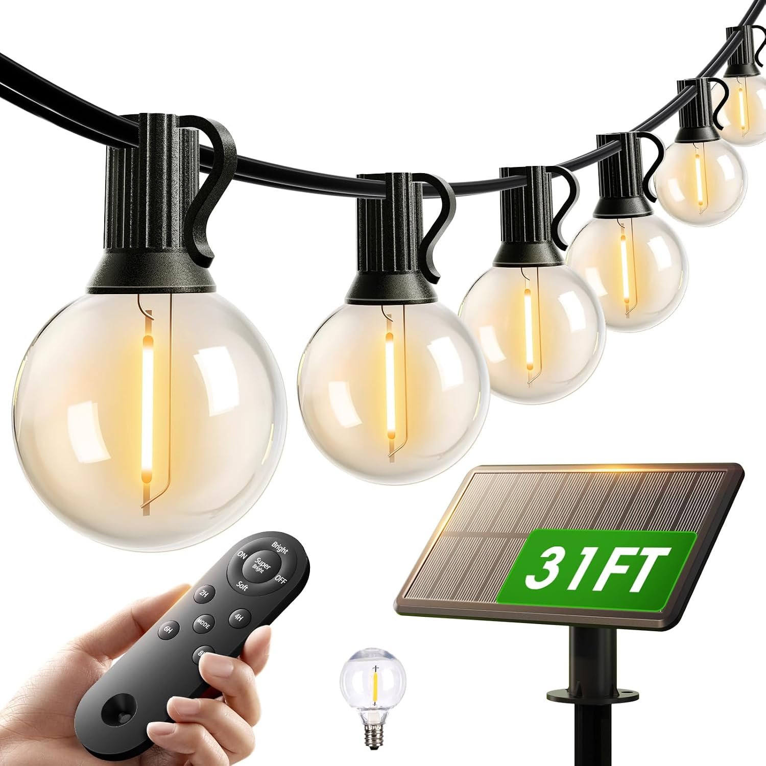 addlon 25FT 13LED Solar String Lights Outdoor Waterproof with Remote, USB