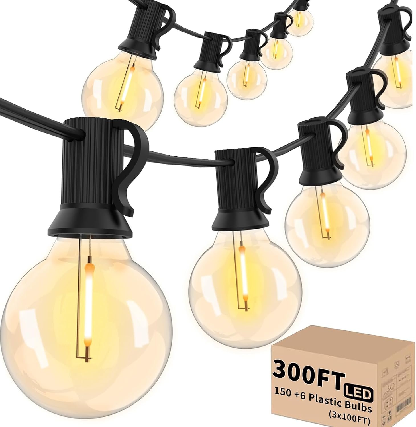 Svater 300 FT Outdoor String Lights for Outside Patio 156 Bulbs Waterproof