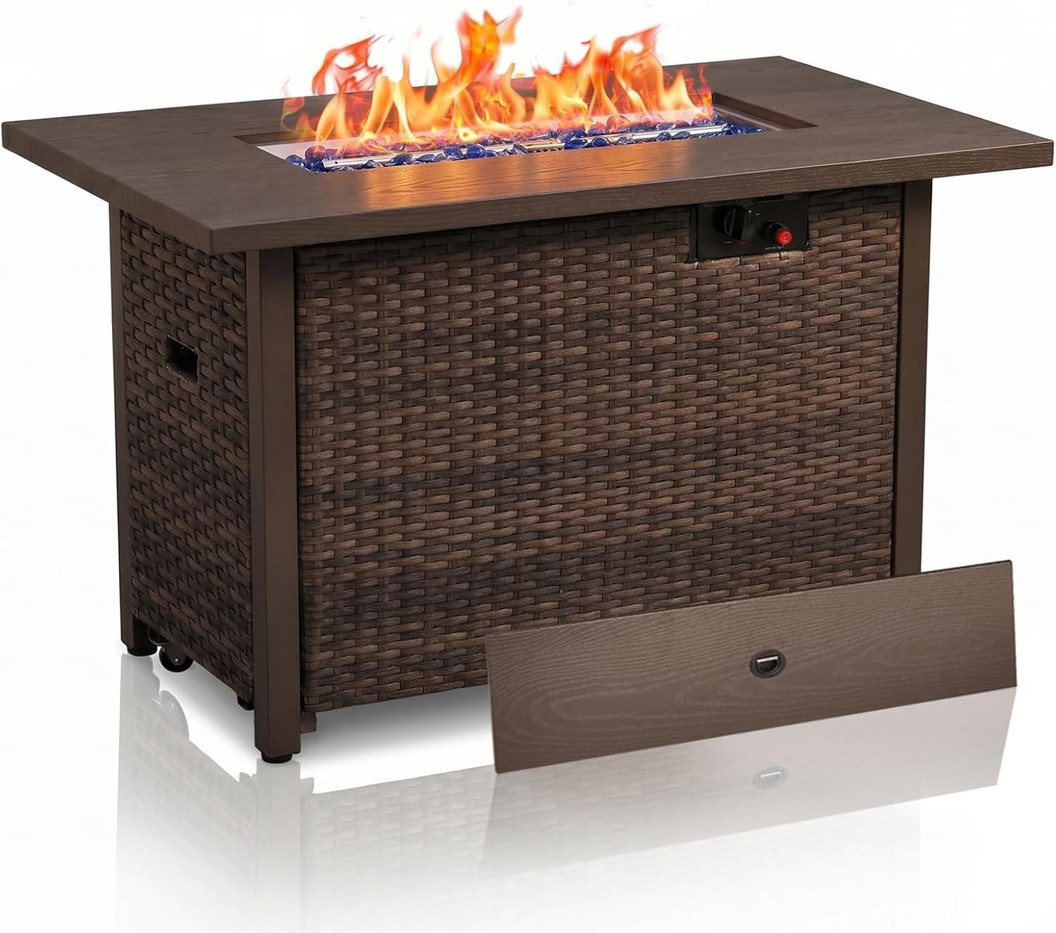 42 Inch Rectangular Propane Fire Pit Table with 50,000 BTU Output